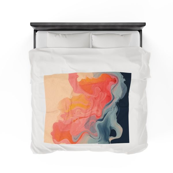 Aqueous Expression in Navy and Peachy Pastels 01 - Velveteen Plush Blanket - Image 24