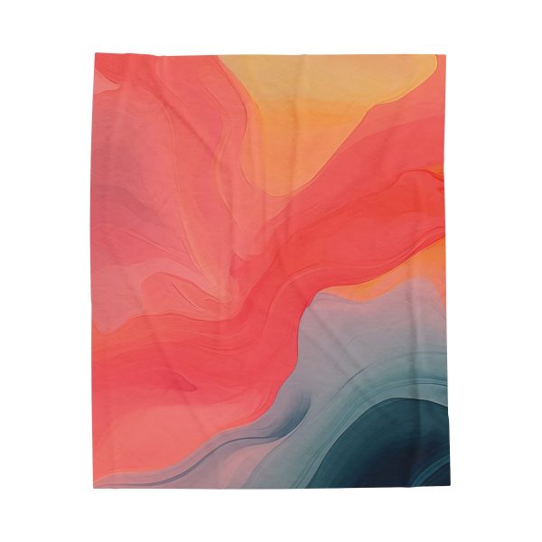 Aqueous Expression in Navy and Peachy Pastels 04 - Velveteen Plush Blanket - Image 17