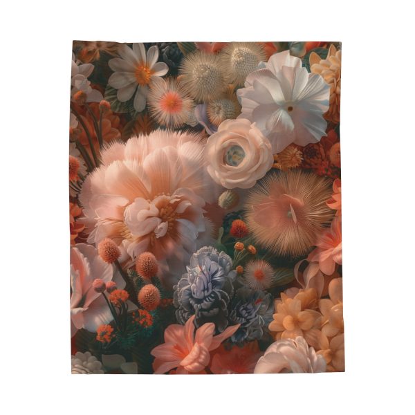 Lustrous Peach Baroque Floral 01 - Velveteen Plush Blanket - Image 17