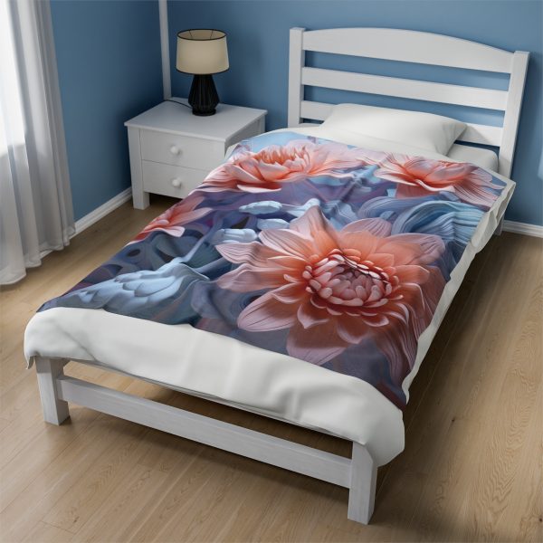 Foamy Floral Fusion 02 - Velveteen Plush Blanket - Image 19