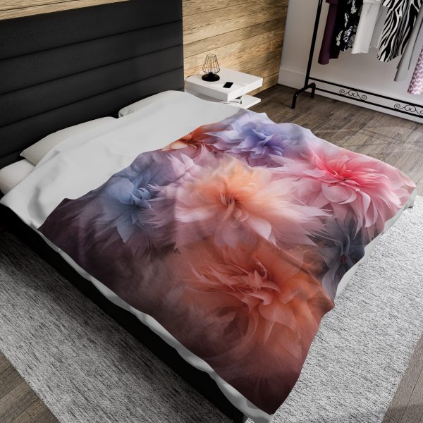 Pastel Palette Fantasy Feather Puffs - Velveteen Plush Blanket - Image 5