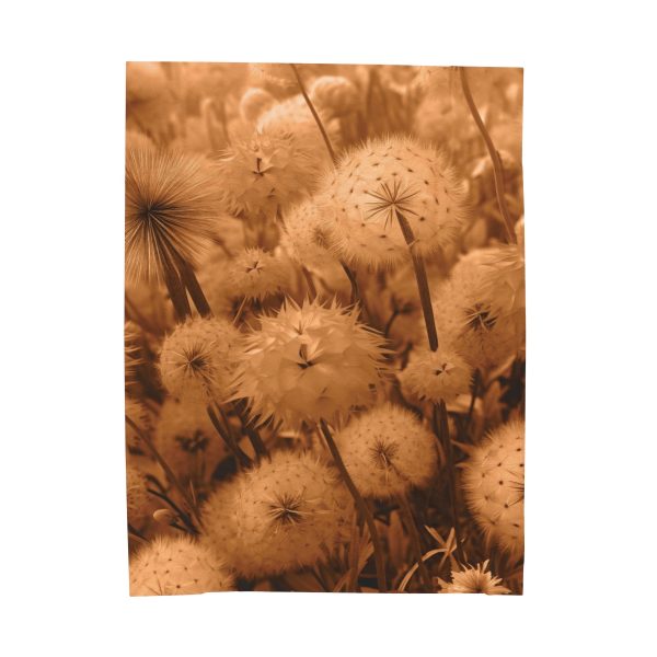 Dandelion Dream in Sunkissed Peach - Velveteen Plush Blanket - Image 2