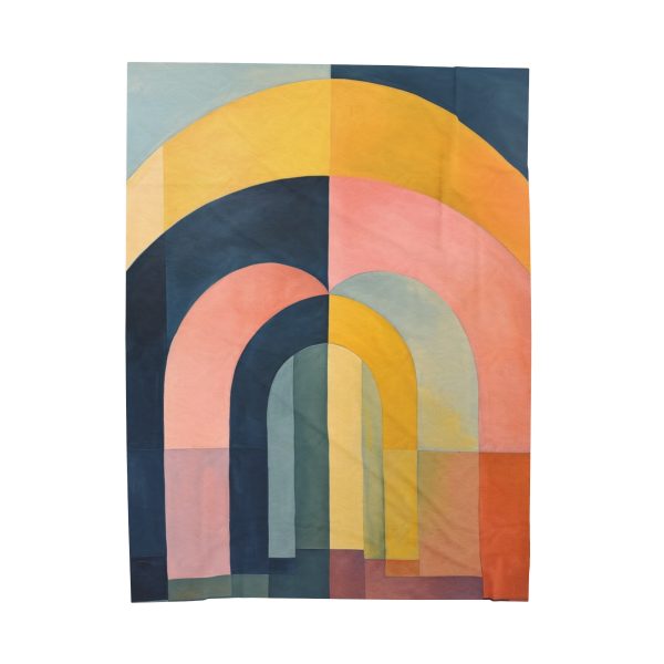 Soft Geometric Archways - Velveteen Plush Blanket - Image 2