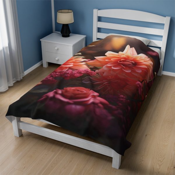 Bright Fantasy Floral 02 - Velveteen Plush Blanket - Image 4