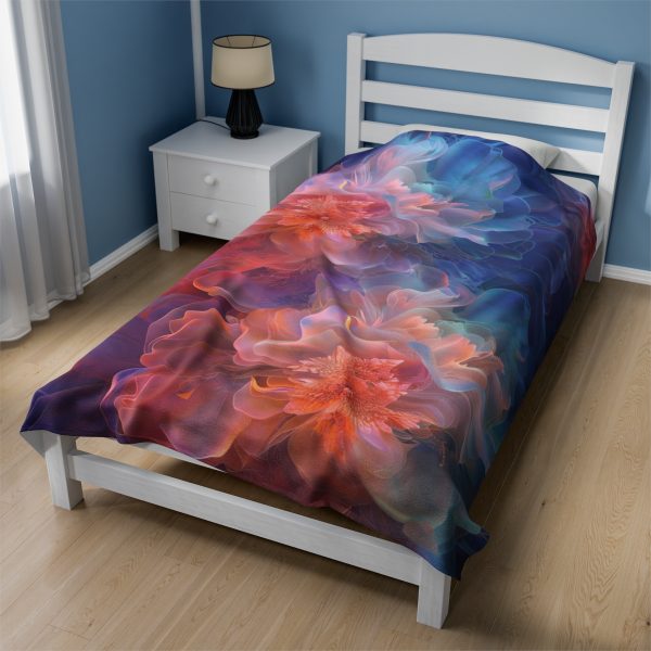 Floral Nebula 09 - Velveteen Plush Blanket - Image 4