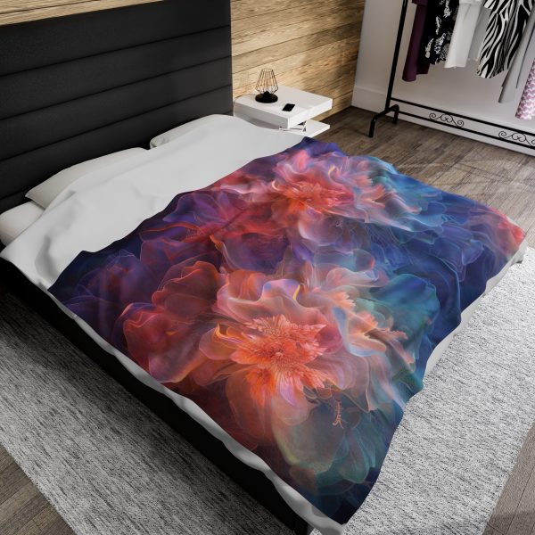 Floral Nebula 09 - Velveteen Plush Blanket - Image 5