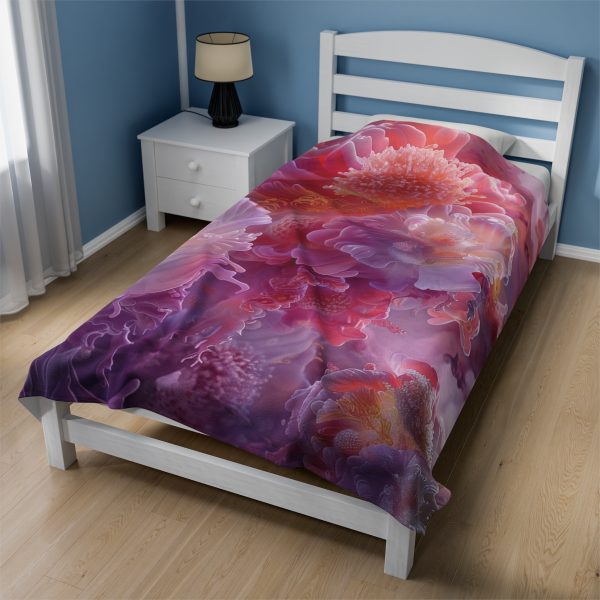 Floral Nebula 05 - Velveteen Plush Blanket - Image 4