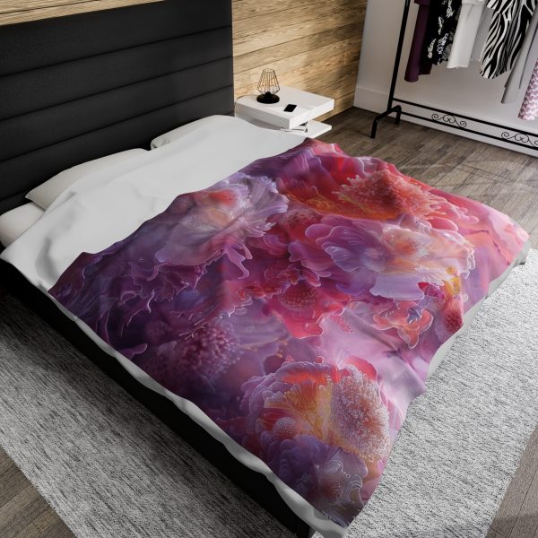 Floral Nebula 05 - Velveteen Plush Blanket - Image 5