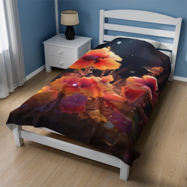 Bright Fantasy Floral 01 - Velveteen Plush Blanket - Image 4