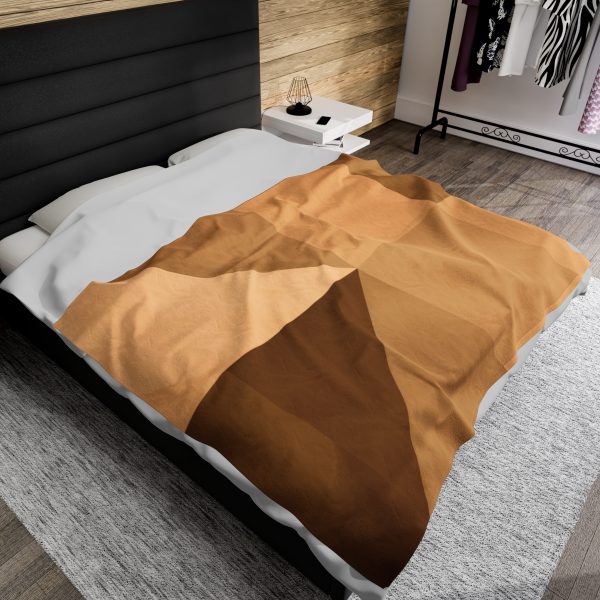 Soft Geometric Pyramid 01 in Honey Yellow Tone - Velveteen Plush Blanket - Image 5