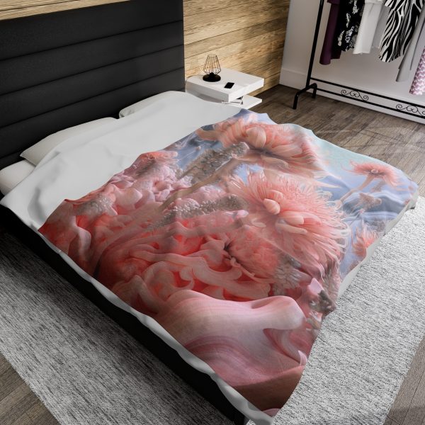 Foamy Floral Fusion 01 - Velveteen Plush Blanket - Image 5