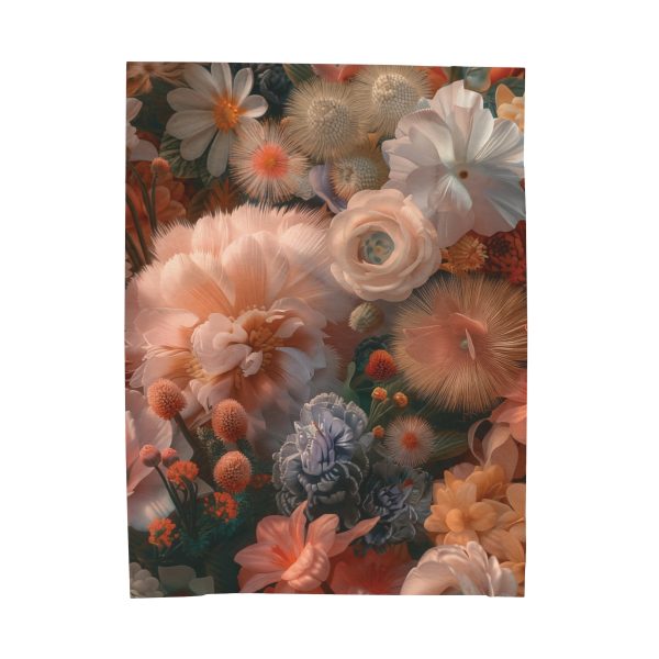 Lustrous Peach Baroque Floral 01 - Velveteen Plush Blanket - Image 2