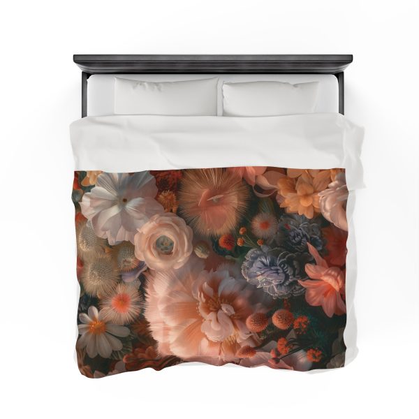 Lustrous Peach Baroque Floral 01 - Velveteen Plush Blanket - Image 8