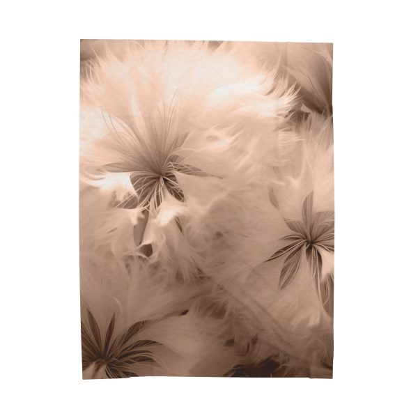 Soft Fantasy Feather Puffs in Peach Puree Tone	- Velveteen Plush Blanket - Image 2