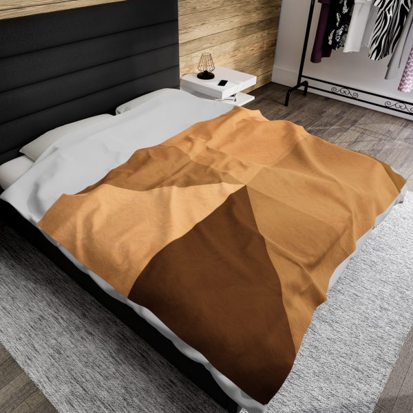 Soft Geometric Pyramid 02 in Honey Yellow Tone - Velveteen Plush Blanket - Image 5