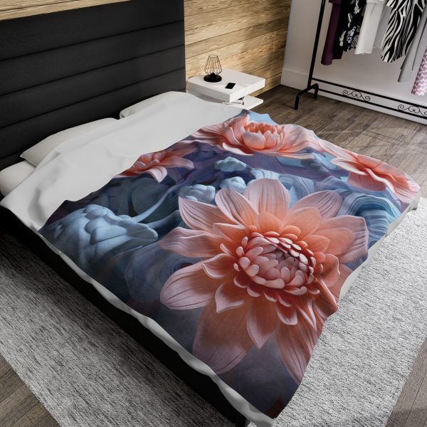 Foamy Floral Fusion 02 - Velveteen Plush Blanket - Image 5