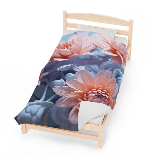 Foamy Floral Fusion 02 - Velveteen Plush Blanket - Image 6