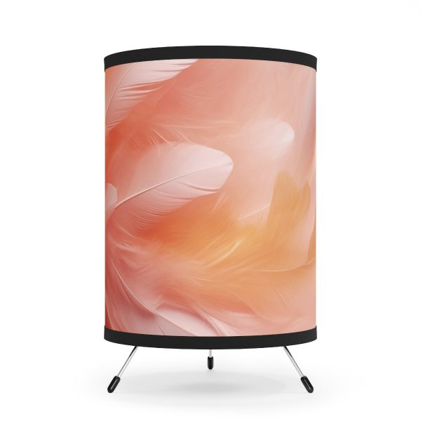 Lovely Fuzzy Feathers in Peach 02 - Tripod Lamp with High-Res Printed Shade, USCA plug