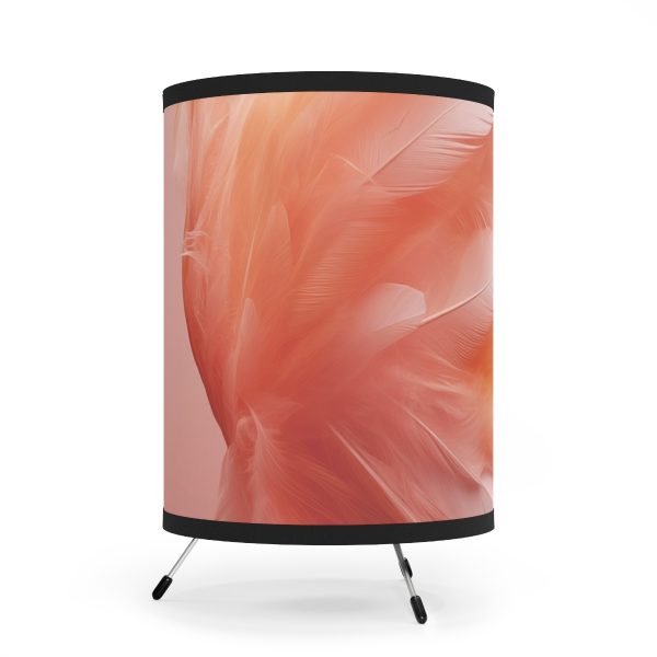 Lovely Fuzzy Feathers in Peach 02 - Tripod Lamp with High-Res Printed Shade, USCA plug - Image 2