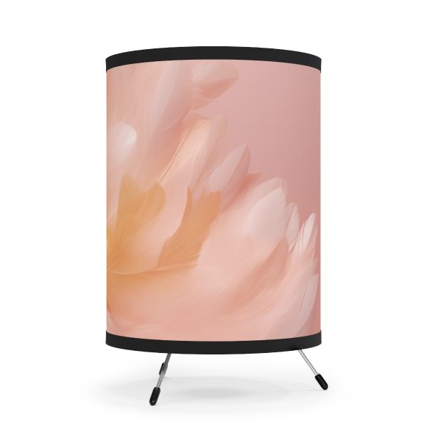 Lovely Fuzzy Feathers in Peach 02 - Tripod Lamp with High-Res Printed Shade, USCA plug - Image 4