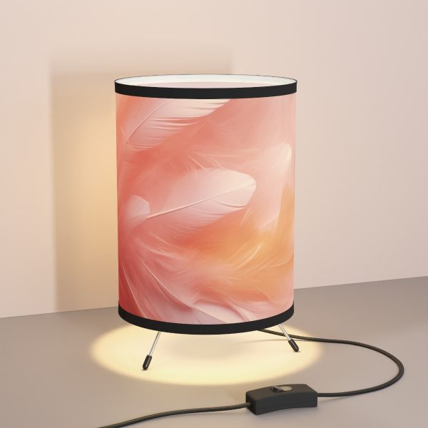 Lovely Fuzzy Feathers in Peach 02 - Tripod Lamp with High-Res Printed Shade, USCA plug - Image 5