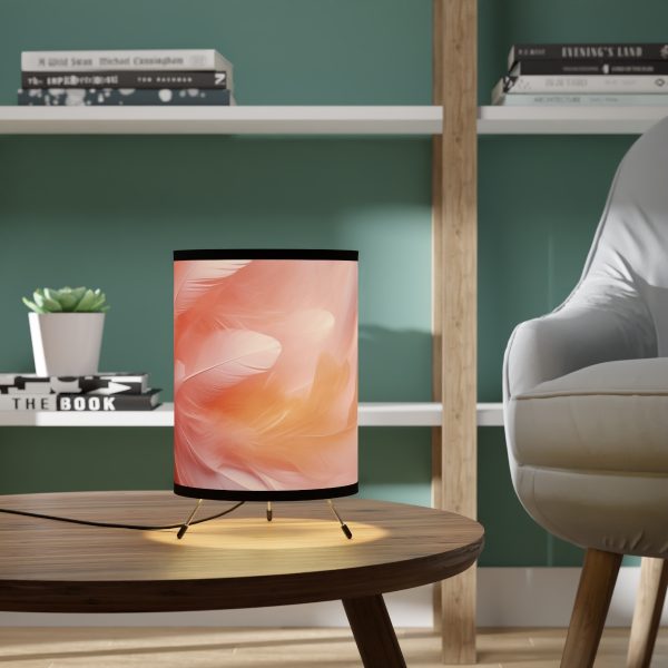 Lovely Fuzzy Feathers in Peach 02 - Tripod Lamp with High-Res Printed Shade, USCA plug - Image 6