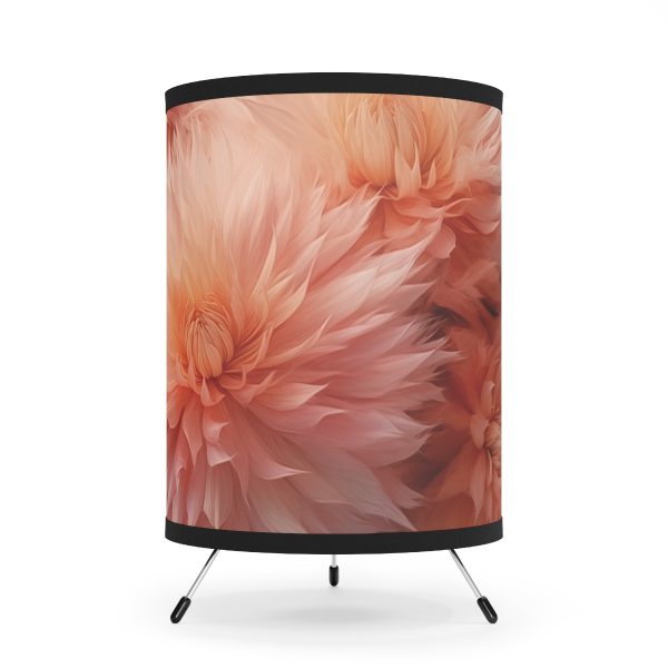 Lovely Fuzzy Buds in Peach 02 - Tripod Lamp with High-Res Printed Shade, USCA plug