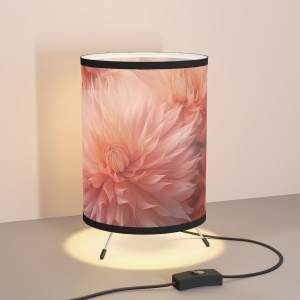 Lovely Fuzzy Buds in Peach 02 - Tripod Lamp with High-Res Printed Shade, USCA plug - Image 5