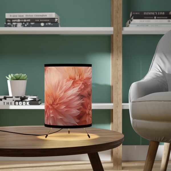 Lovely Fuzzy Buds in Peach 02 - Tripod Lamp with High-Res Printed Shade, USCA plug - Image 6