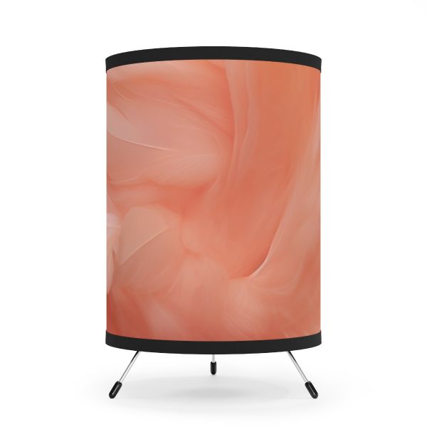 Lovely Fuzzy Feathers in Peach 01 - Tripod Lamp with High-Res Printed Shade, USCA plug