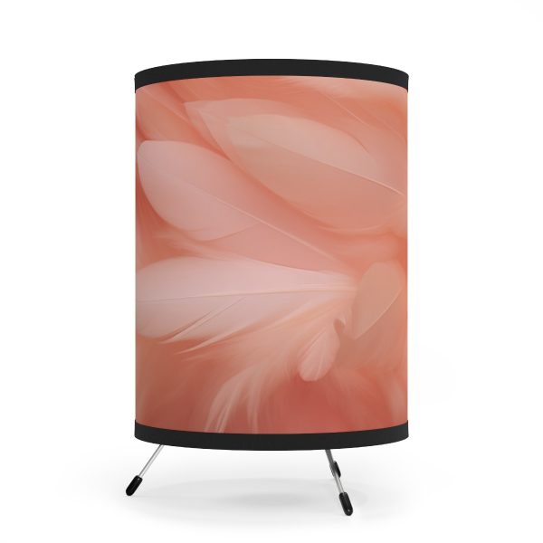 Lovely Fuzzy Feathers in Peach 01 - Tripod Lamp with High-Res Printed Shade, USCA plug - Image 2