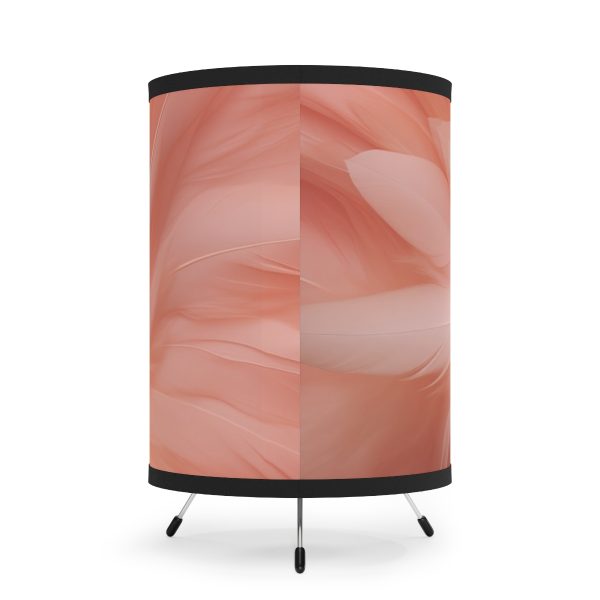 Lovely Fuzzy Feathers in Peach 01 - Tripod Lamp with High-Res Printed Shade, USCA plug - Image 3