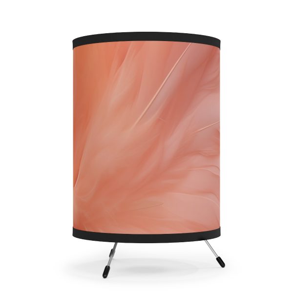 Lovely Fuzzy Feathers in Peach 01 - Tripod Lamp with High-Res Printed Shade, USCA plug - Image 4