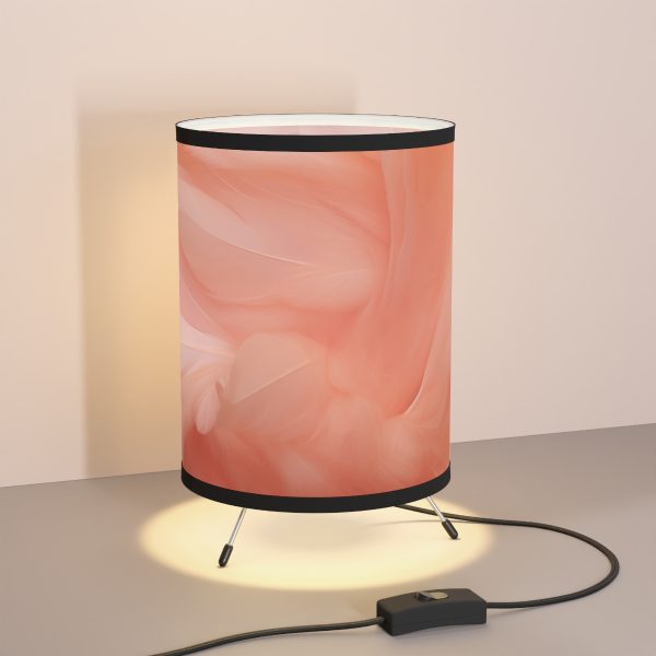 Lovely Fuzzy Feathers in Peach 01 - Tripod Lamp with High-Res Printed Shade, USCA plug - Image 5