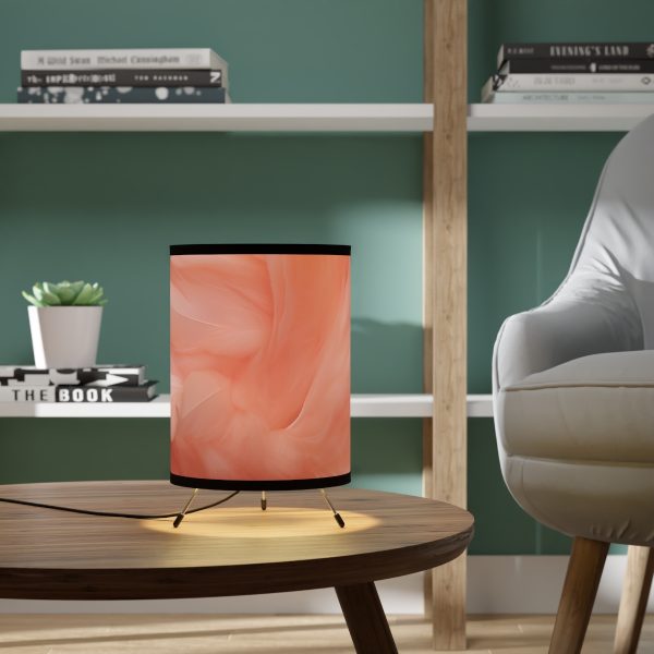 Lovely Fuzzy Feathers in Peach 01 - Tripod Lamp with High-Res Printed Shade, USCA plug - Image 6