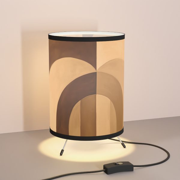 Soft Geometric Archways in Honey Yellow Tone - Tripod Lamp with High-Res Printed Shade, USCA plug - Image 5