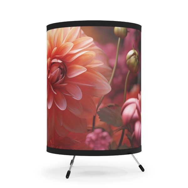 Bright Fantasy Floral 02 - Tripod Lamp with High-Res Printed Shade, USCA plug - Image 4