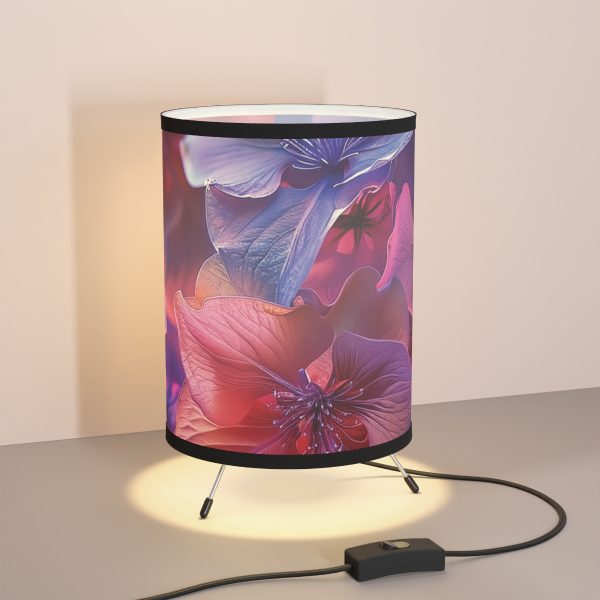 Bright Fantasy Floral 03 - Tripod Lamp with High-Res Printed Shade, USCA plug - Image 5