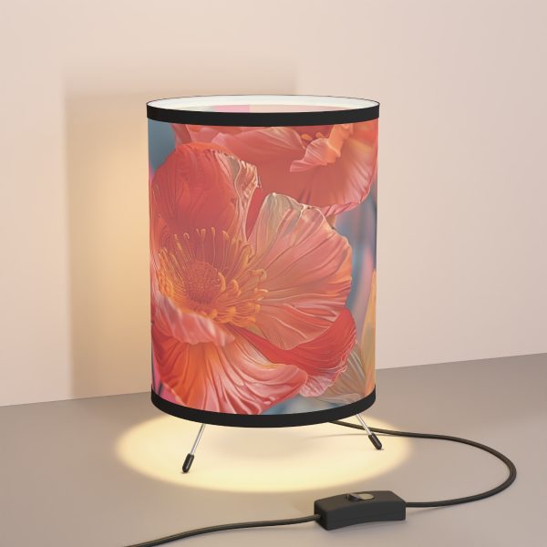 Bright Fantasy Floral 05 - Tripod Lamp with High-Res Printed Shade, USCA plug - Image 5