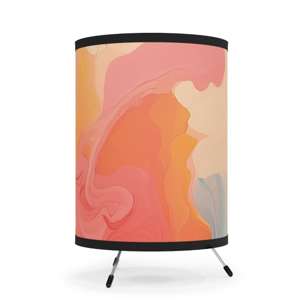 Aqueous Expression in Navy and Peachy Pastels 01 - Tripod Lamp with High-Res Printed Shade, USCA plug - Image 4