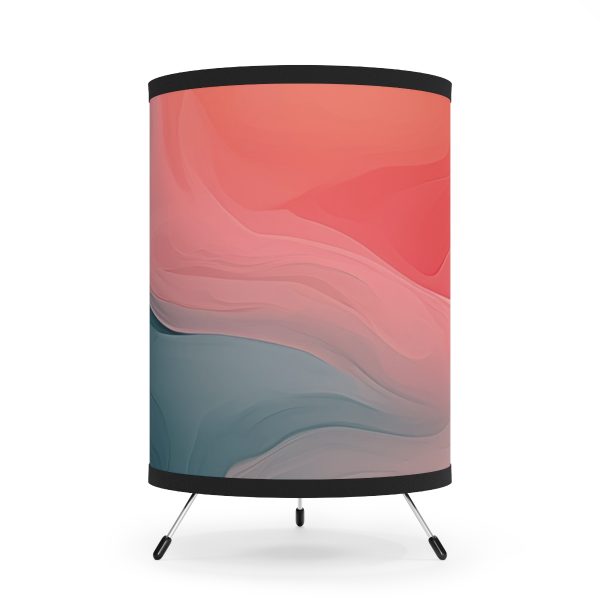 Aqueous Expression in Navy and Peachy Pastels 02 - Tripod Lamp with High-Res Printed Shade, USCA plug