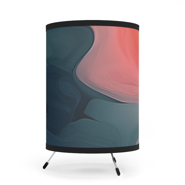 Aqueous Expression in Navy and Peachy Pastels 02 - Tripod Lamp with High-Res Printed Shade, USCA plug - Image 2