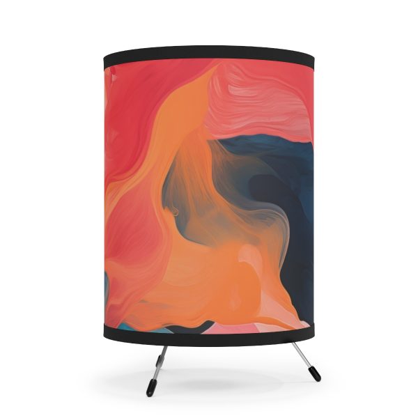 Aqueous Expression in Navy and Peachy Pastels 03 - Tripod Lamp with High-Res Printed Shade, USCA plug - Image 4