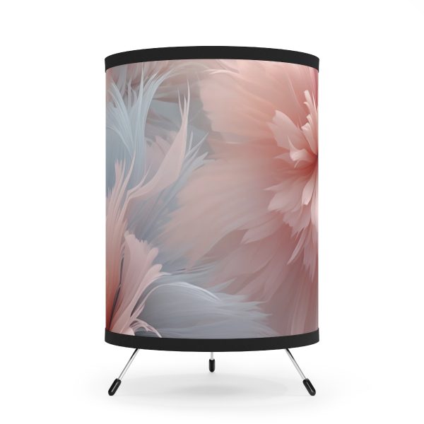 Powder Pink and Baby Blue Feathery Floral - Tripod Lamp with High-Res Printed Shade, USCA plug