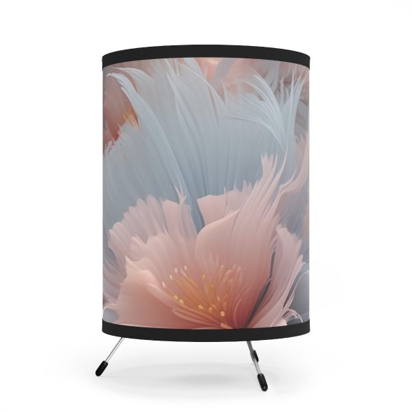 Powder Pink and Baby Blue Feathery Floral - Tripod Lamp with High-Res Printed Shade, USCA plug - Image 2