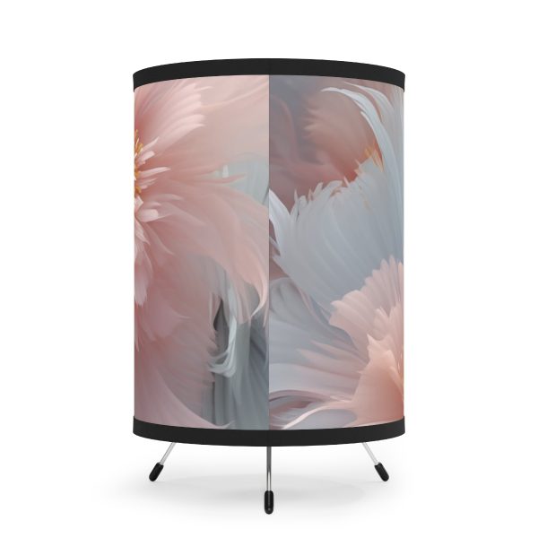 Powder Pink and Baby Blue Feathery Floral - Tripod Lamp with High-Res Printed Shade, USCA plug - Image 3