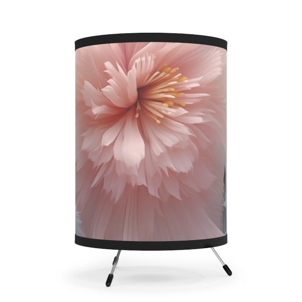 Powder Pink and Baby Blue Feathery Floral - Tripod Lamp with High-Res Printed Shade, USCA plug - Image 4