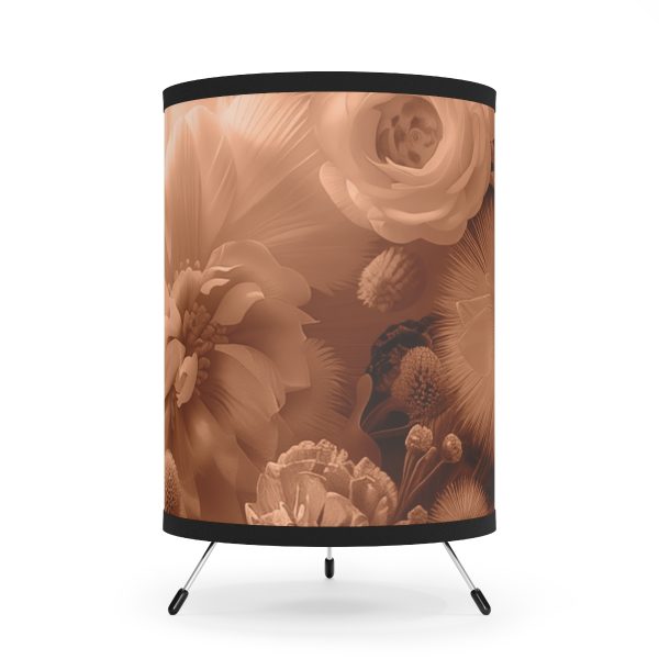 Lustrous Peach Fuzz Tone Baroque Floral 01 - Tripod Lamp with High-Res Printed Shade, USCA plug