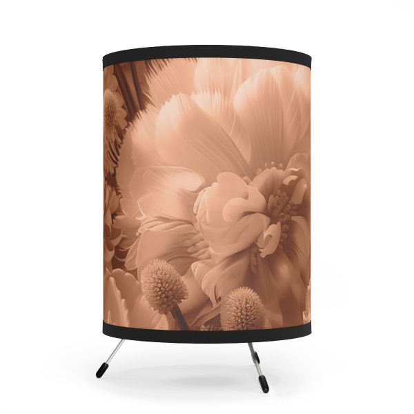 Lustrous Peach Fuzz Tone Baroque Floral 01 - Tripod Lamp with High-Res Printed Shade, USCA plug - Image 2