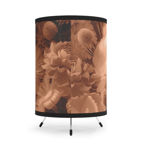 Lustrous Peach Fuzz Tone Baroque Floral 01 - Tripod Lamp with High-Res Printed Shade, USCA plug - Image 3